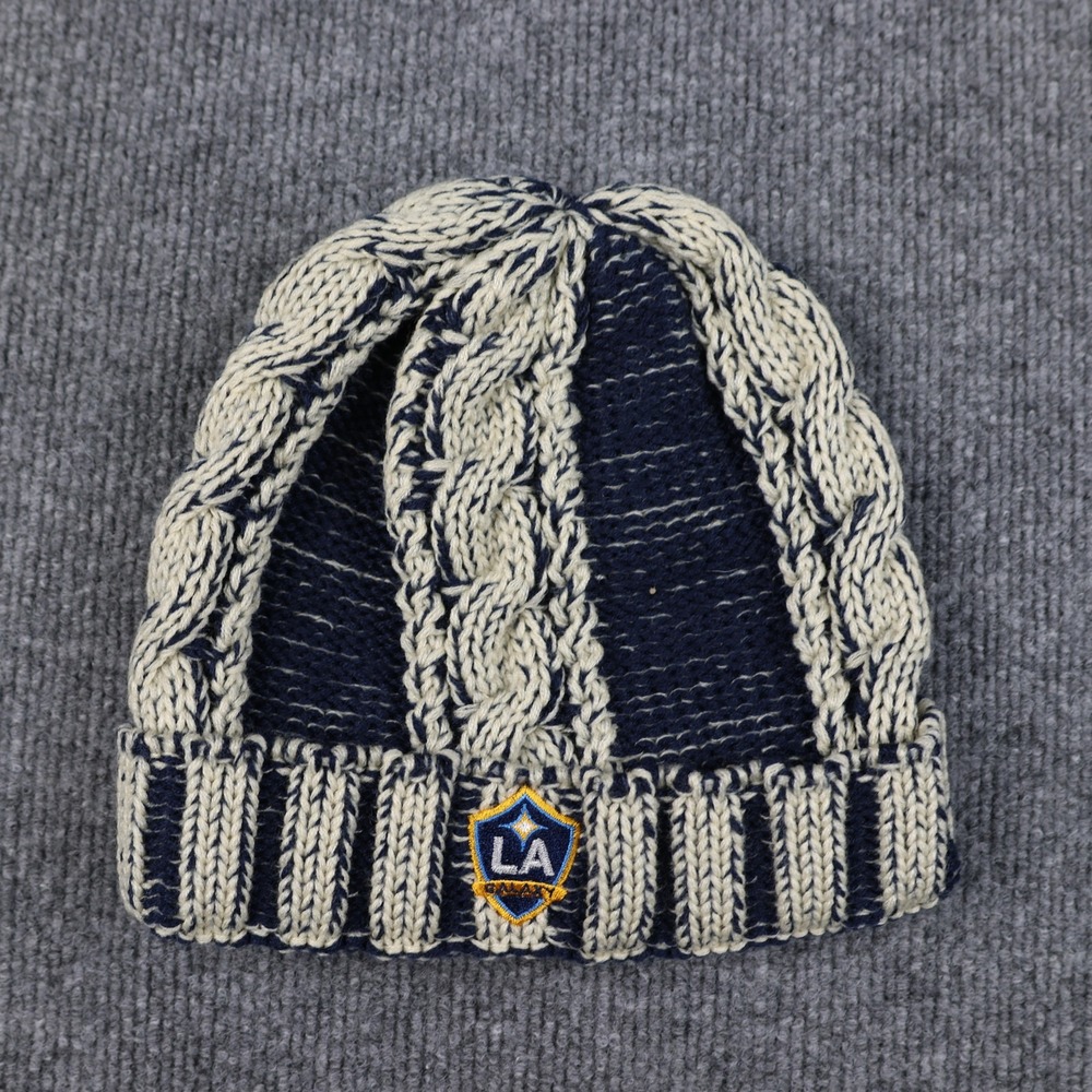 LA Galaxy Hat Beanie Mens One Size Blue White MLS Soccer Cuffed Knit Adidas